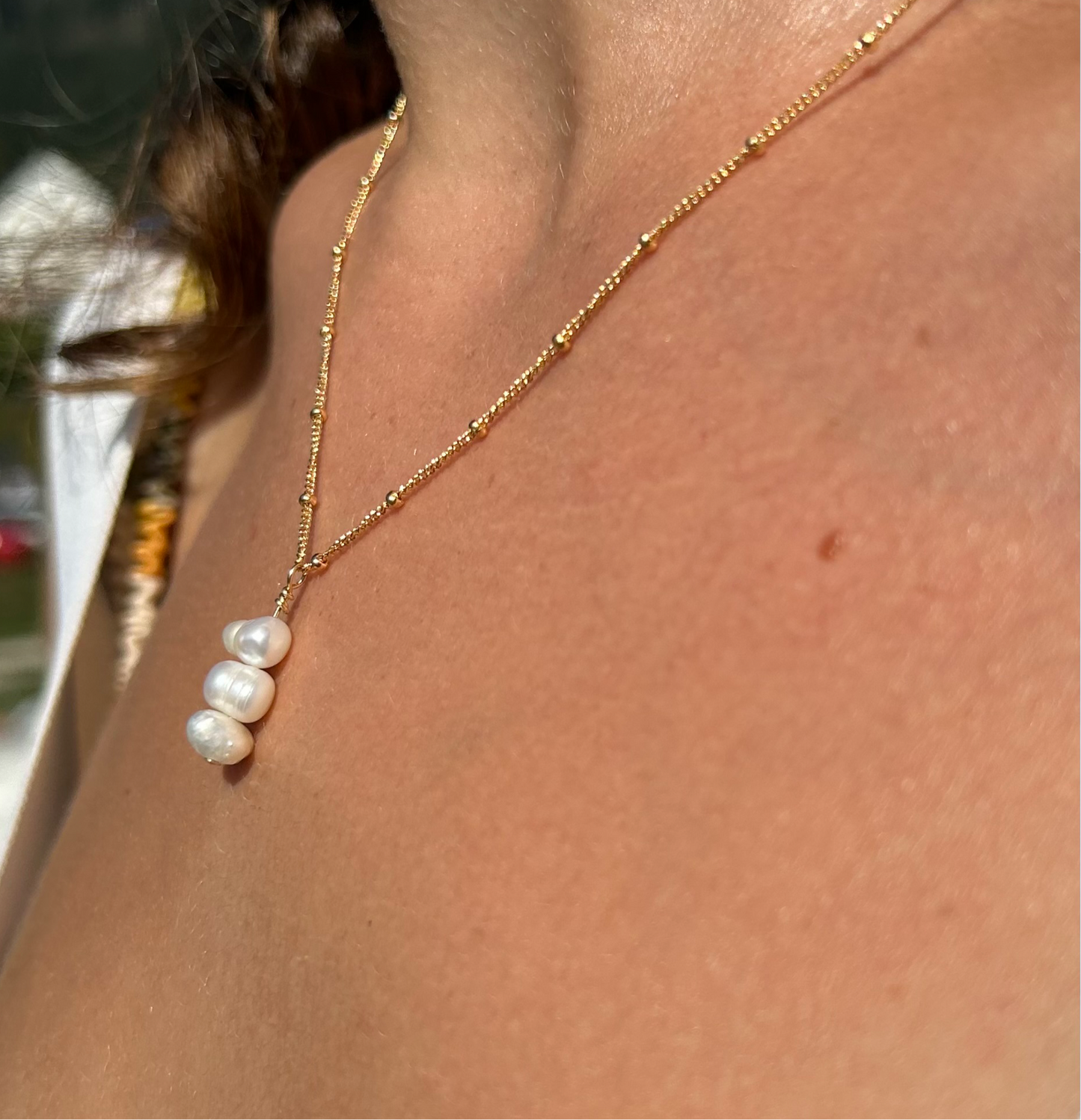 Satellite 3 Drop Freshwater Pearl Necklace