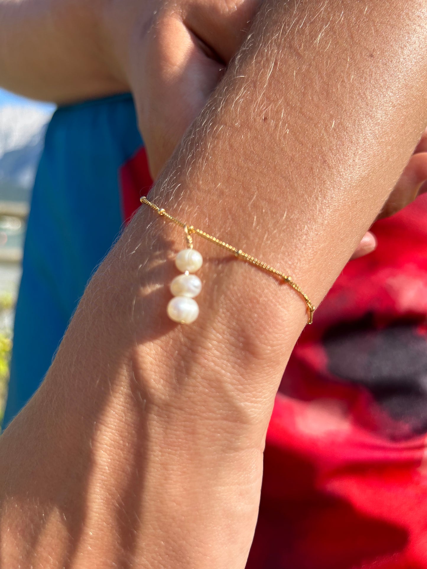 Satelllite Freshwater Pearl 3 Drop Bracelet